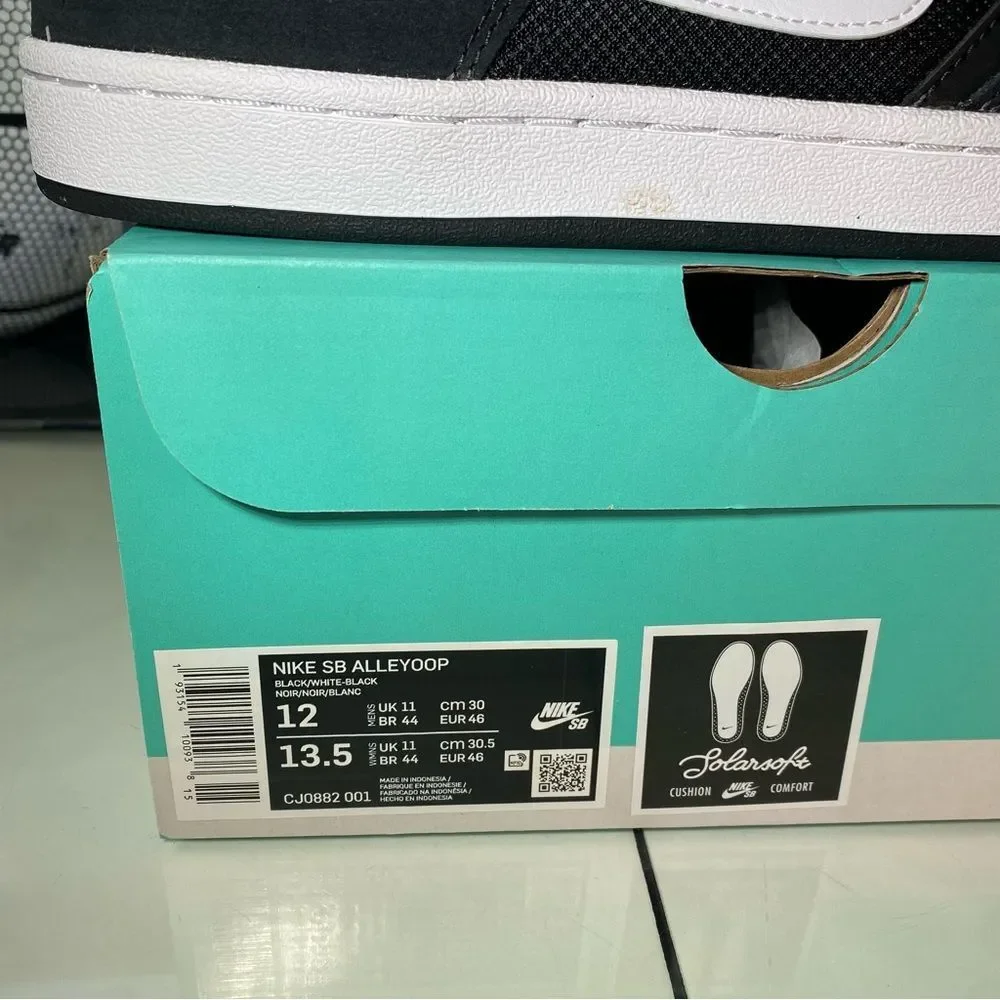 🆕 Nike	Alleyoop SB 'Black White' - Mens 12 - Picture 2 of 10